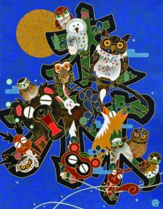 懐かしき野球の木製絵画 片岡球子「版画集 金・銀・紅・白 富士四題より『金色に輝く富士