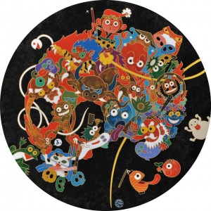 exid114390wid99395 / わいわい妖怪祭り髑髏図