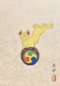 exid116924wid101928 / 伏見人形-狐の太鼓のり-