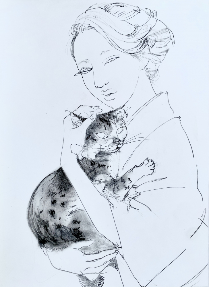 ヒカリタケウチ/drawing -猫と女-/exid87962wid75616
