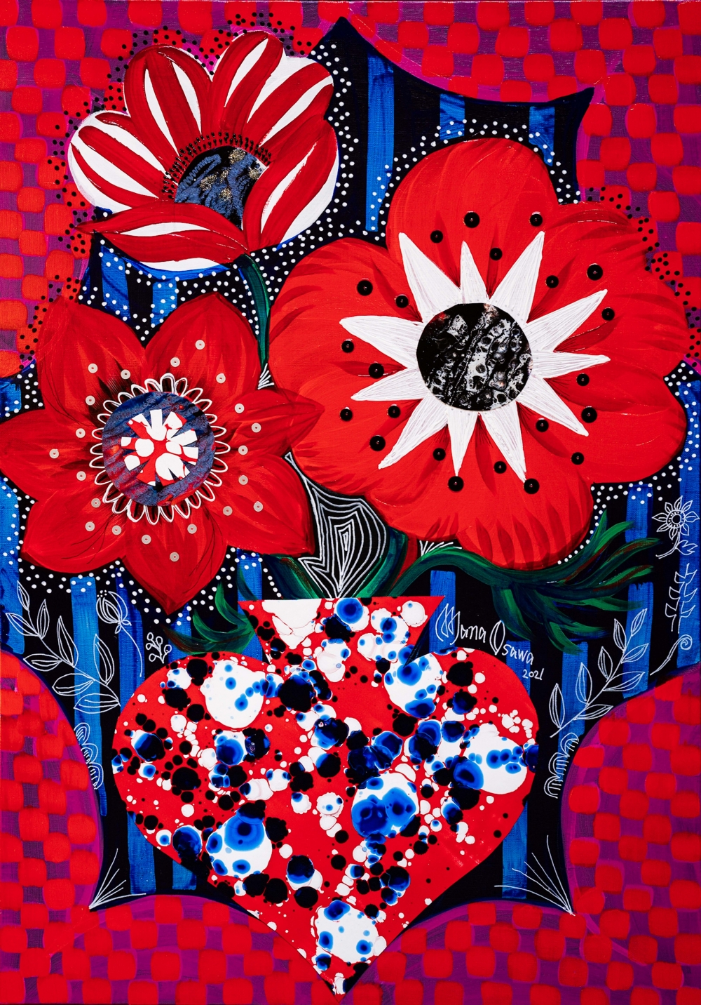 大沢愛 Mana Osawa/Anemone with Flower vase All Red/exid44394wid42081