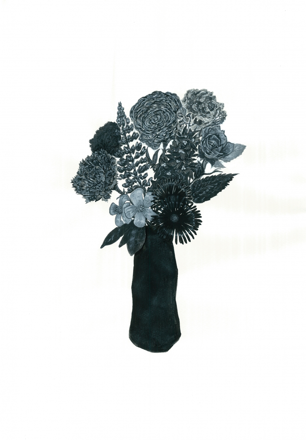 蝦名 貴徳/黒い花入と七種類の花/exid33630wid32282